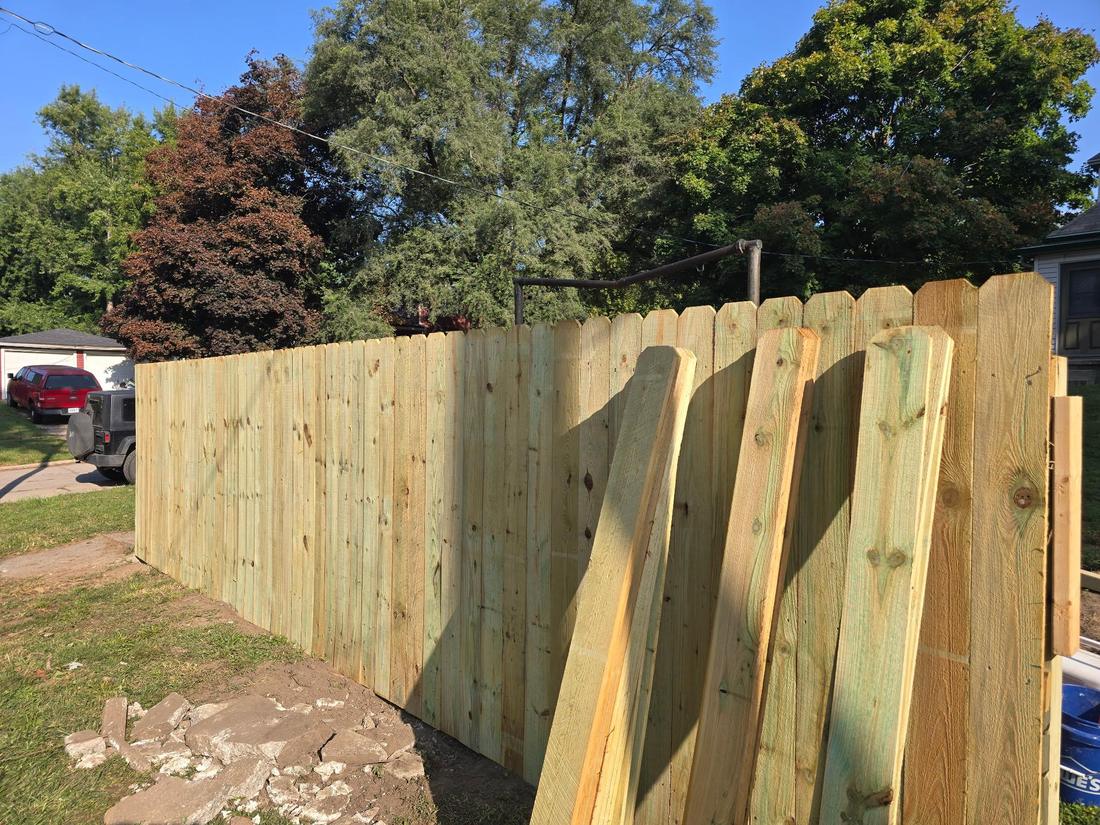 Wood fence installation with panels